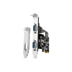 PCI-Express card with two 250 kbps serial ports. ASIX AX99100. Standard & Low Profile.