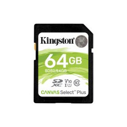 Kingston 64GB SDXC Canvas Select Plus 100R C10 UHS-I U1 V10, EAN: 740617297973